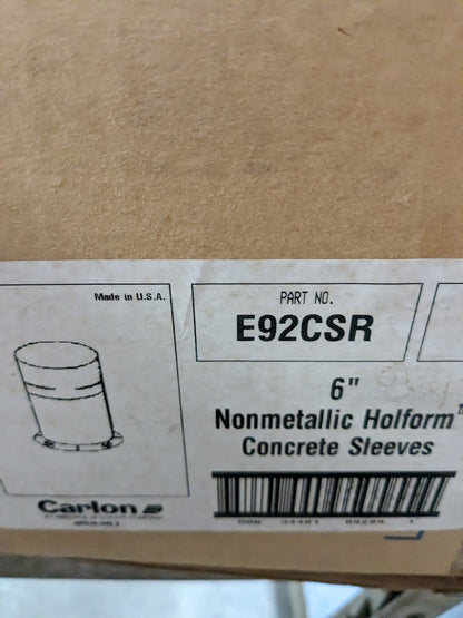 Carlon 6" Concrete Sleeve Qty 8 E92CSR