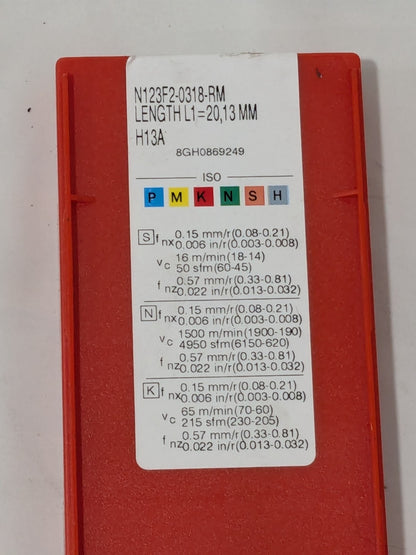 Sandvik CoroCut Carbide Inserts QTY10 N123F2-0318-RM H13A