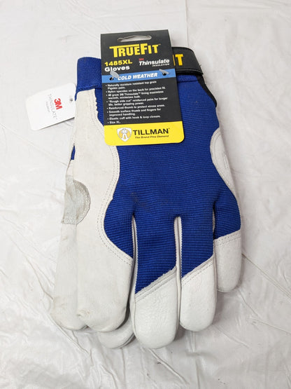 Tillman TrueFit 3M Thinsulate Top Grain Pigskin Work Gloves Blue/White XL 1485XL