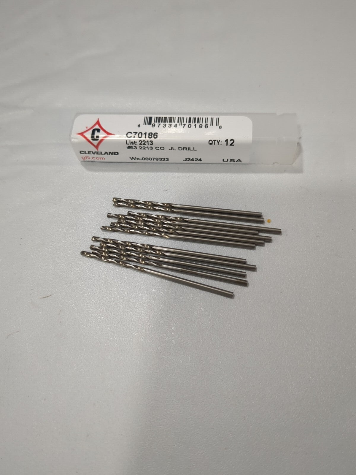 CLEVELAND 12pk Jobber Length Drill Bits #53 0.0595 Dia 135 deg Cobalt C70186