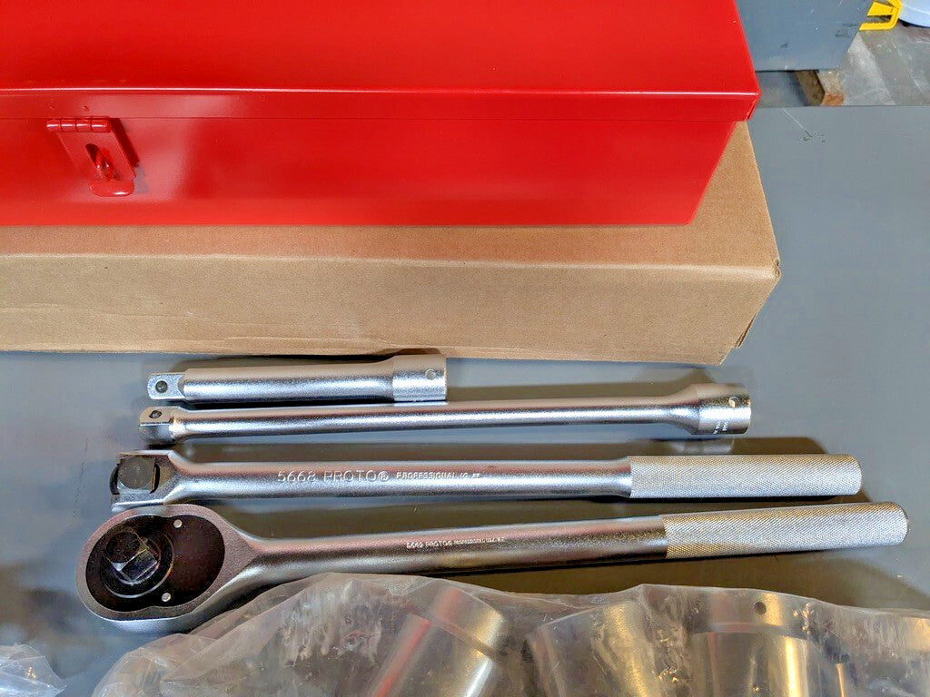 Proto 26 Piece 3/4" Drive Socket Set 12 Point w/Metal Box J55104A INCOMPLETE