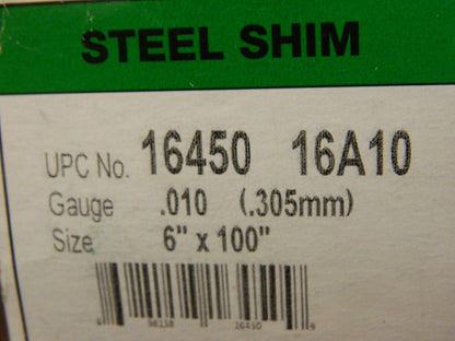 Shim Stock qty 2 : 0.01'' Thick, 100'' Long 1010 Low Carbon
