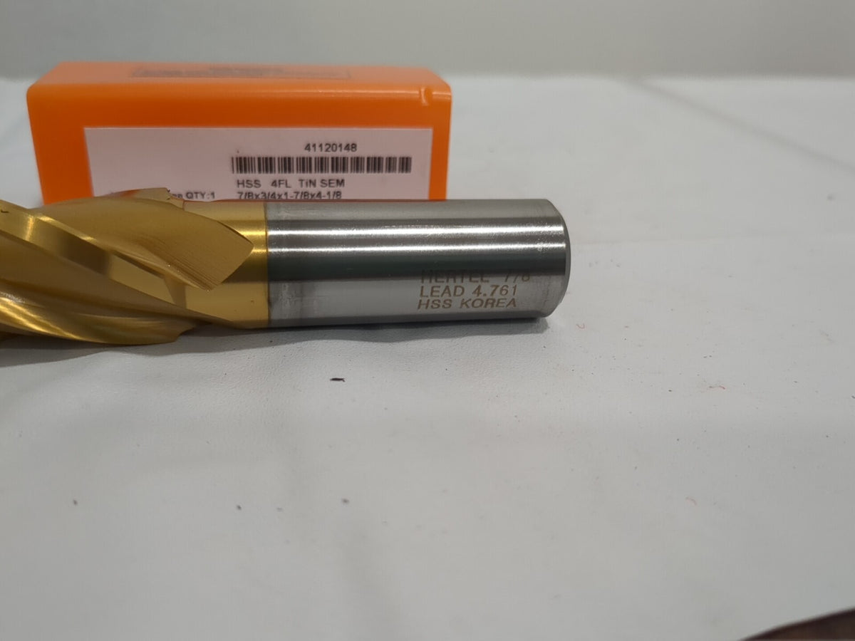 HERTEL Square End Mill: 7/8" Dia, 1-7/8" LOC, 4 Fl HSS E8031911