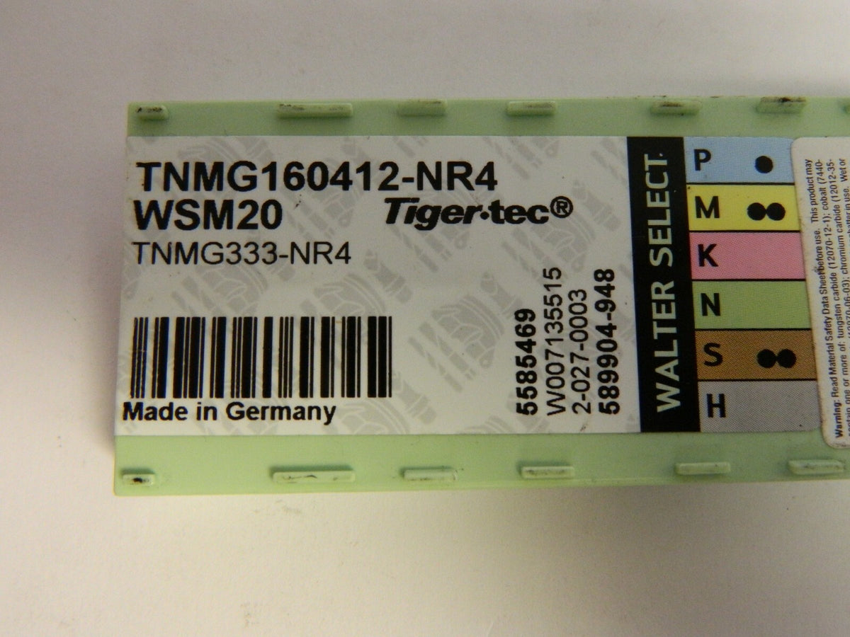Walter TNMG333 NR4 Grade WSM20 Carbide Turning Insert QTY 10 5585469