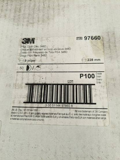 3M PSA Disc: 9" Disc Dia, 100 Grit, Aluminum Oxide 50pk 7010294667