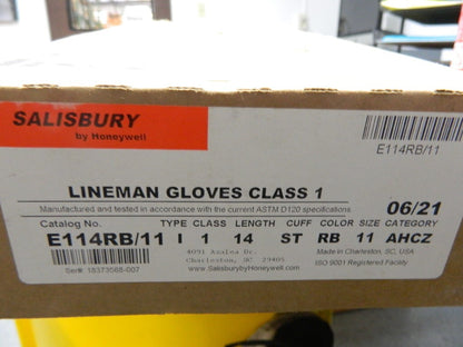 SALISBURY BY HONEYWELL Class 1, Size 2XL (11), 14" Long, Rubber Lineman's Glove