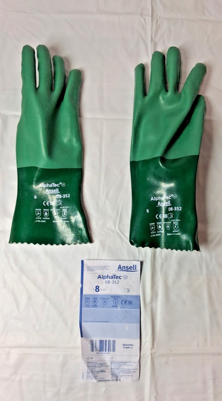 Ansell Chemical Resistant Gloves AlphaTEC™ 08-352 Size8 Box of 12 Pairs 212512