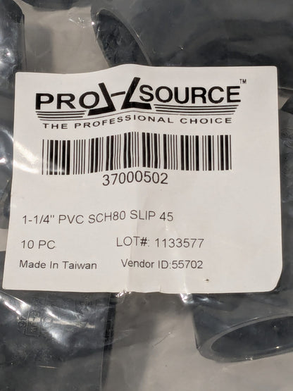 PRO-SOURCE 1-1/4" PVC Plastic Pipe 45° Elbow Pack of 10 37000502