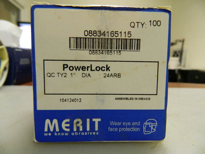 Merit Aluminum Oxide Quick Change Discs Approx. 100Pk 1" Dia 24 Grit 088341