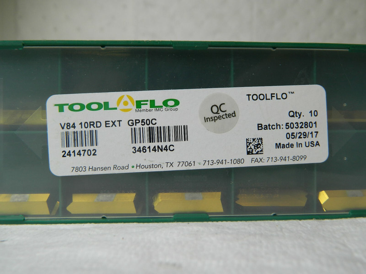 Tool-Flo Internal/External API Round Threading Insert V8484GP50 Qty 10 34614N4C