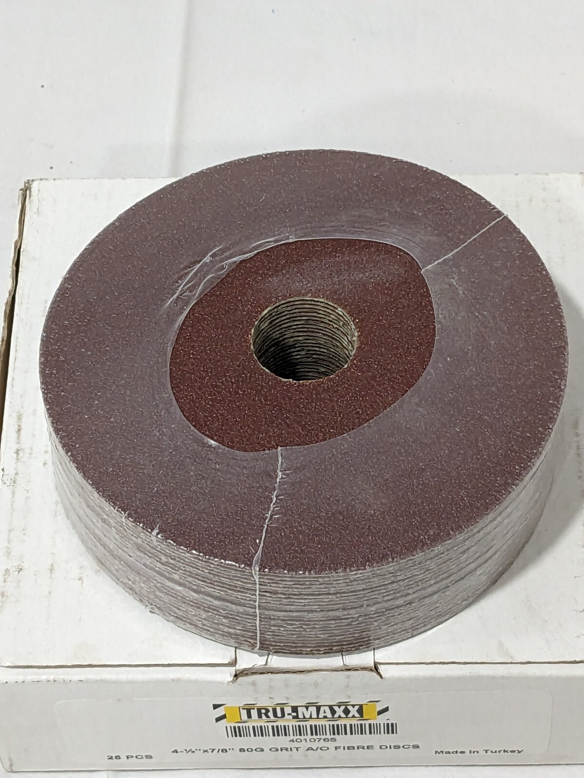 TRU-MAXX Fiber Disc: 4-1/2" Disc Dia, 7/8" Hole, 80G Qty 25 04010765