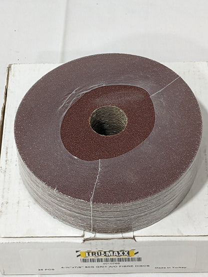 TRU-MAXX Fiber Disc: 4-1/2" Disc Dia, 7/8" Hole, 80G Qty 25 04010765