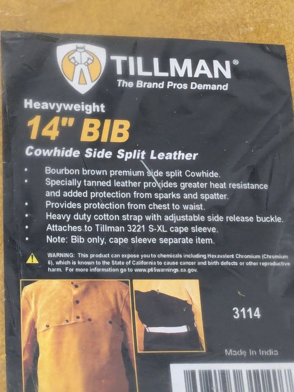 Tillman 14" Bourbon Brown Premium Side Split Cowhide Leather BIB 3114