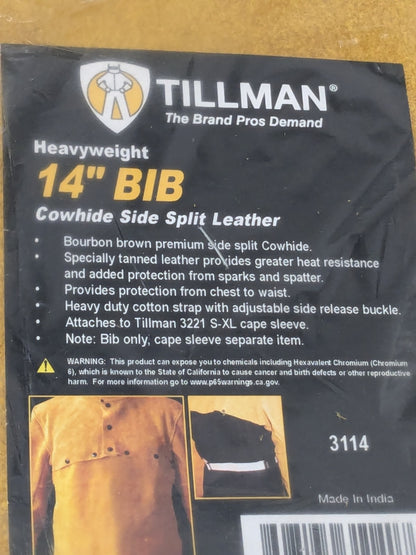 Tillman 14" Bourbon Brown Premium Side Split Cowhide Leather BIB 3114