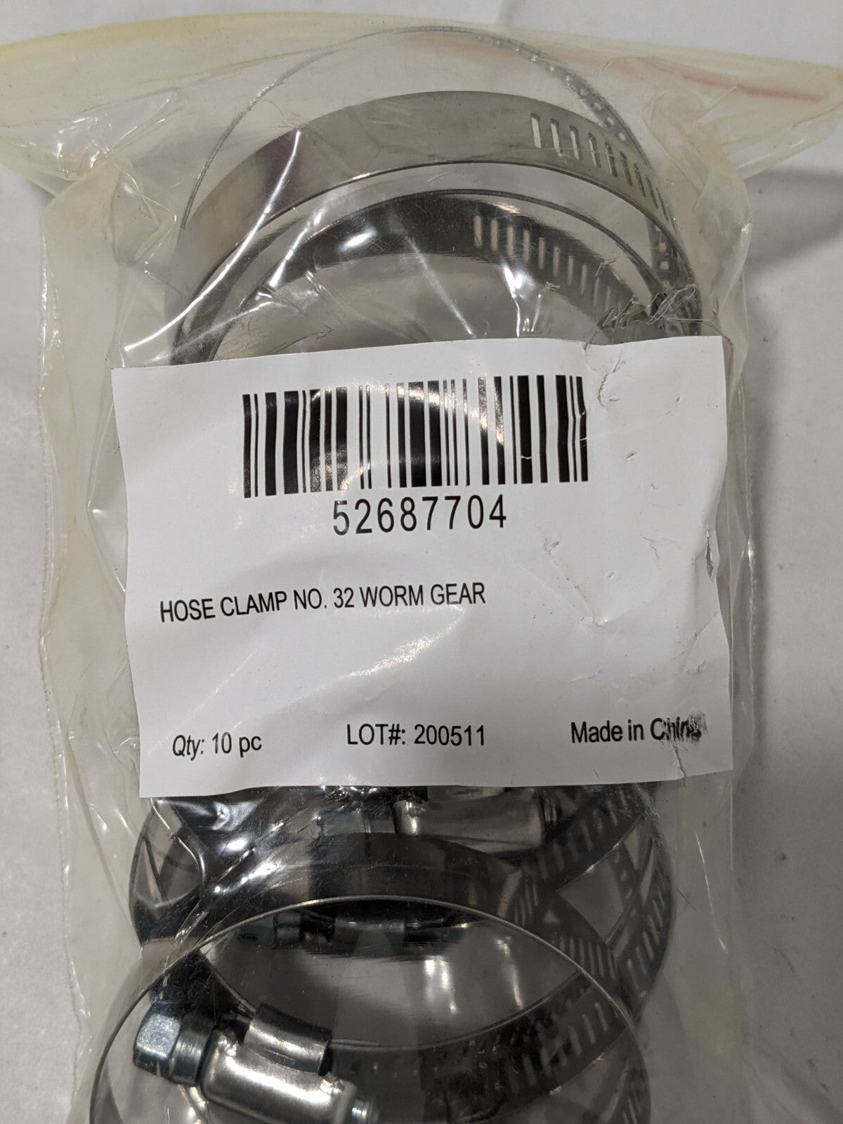 Worm Gear Clamp SAE 32, 1-9/16-2-1/2" Dia, Stainless Steel Bag of 10 BDNA-24118