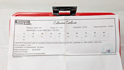 SPI Dial Indicator & Base Kit w/Cert 0-100 Dial 14-227-3