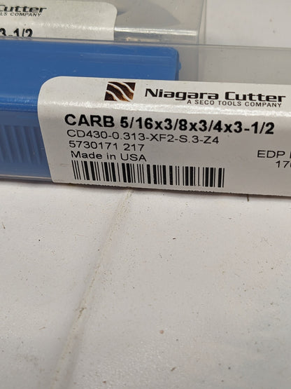 Niagara Square End Mill: 5/16" Dia, 3/4" LOC, 4 Flutes Qty 2 N85624