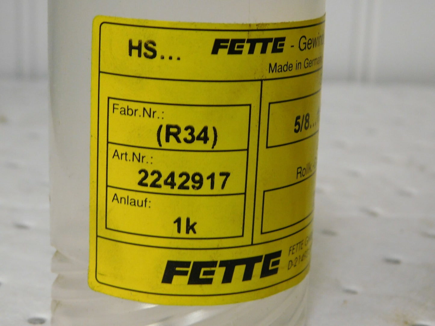 Fette  5/8-11/16X28 UN 1K Rolls 23 HEAD  Thread Rolls  QTY 6 2242917