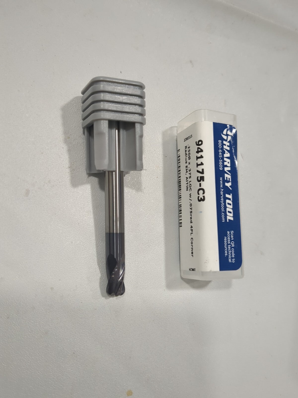 HARVEY TOOL Corner Radius End Mill: 1/4" Dia 4fl solid carbide 941175-C3