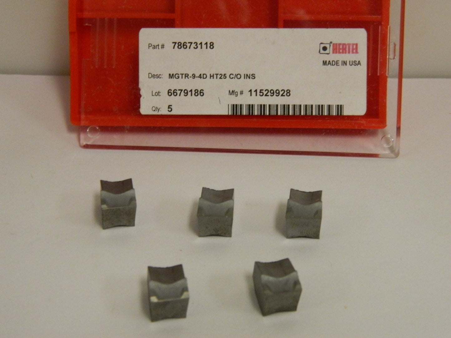 Hertel Cut-Off Inserts MGTR-9-4D Grade HT25 QTY 5  78673118