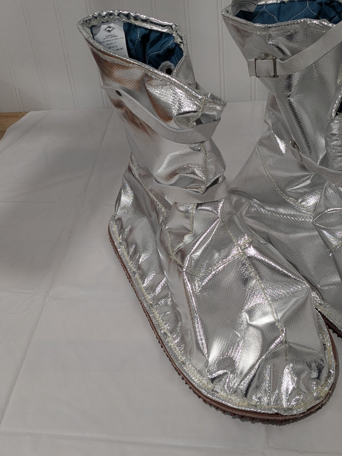 National Safety Apparel Aluminized Overshoe: X-Large Plain Toe, Silver L68FA01XL