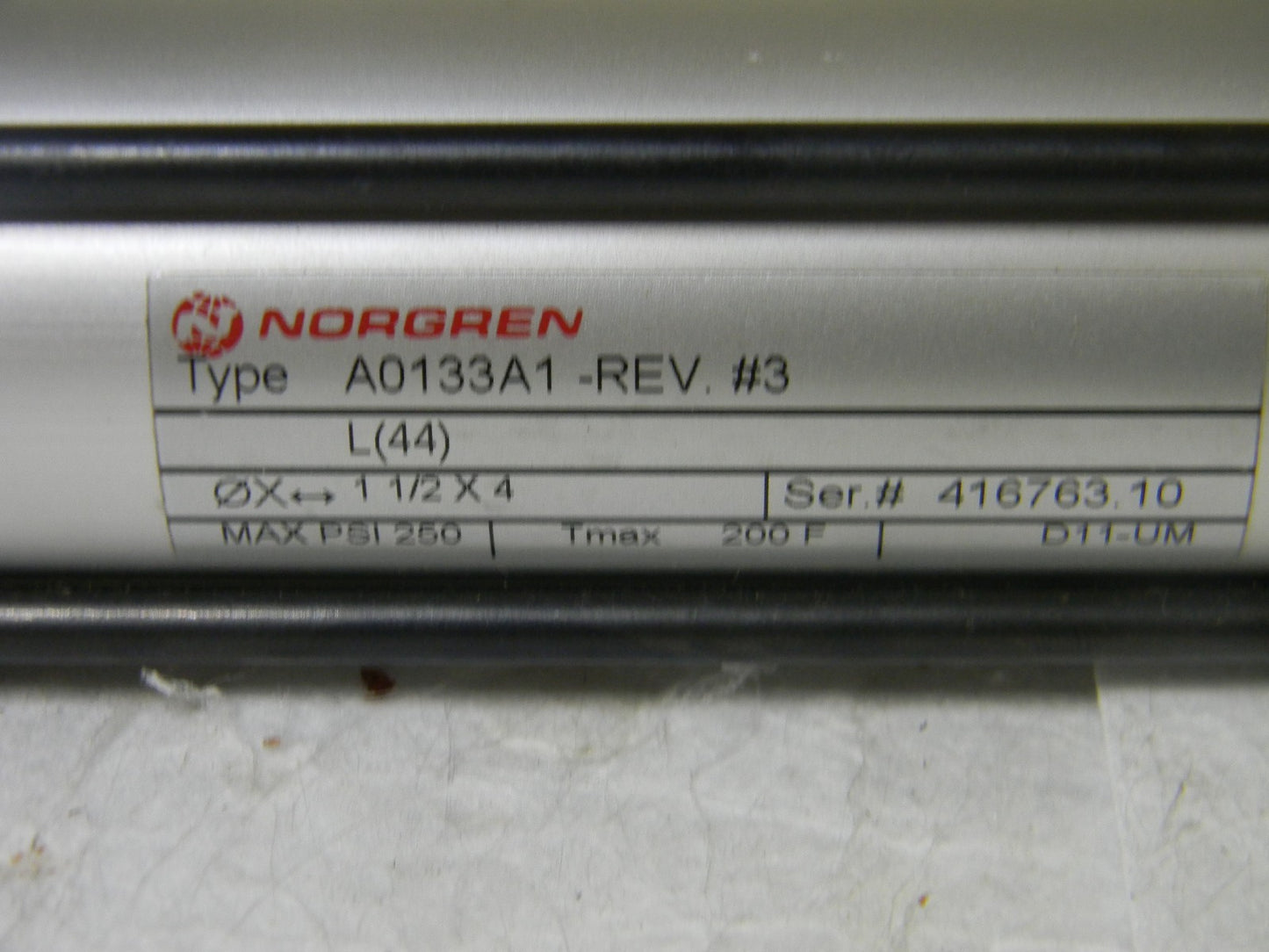 Norgren Pneumatic Aluminum Cylinder 2 Bore 3 Stroke 250 psi A0133A1-REV #3