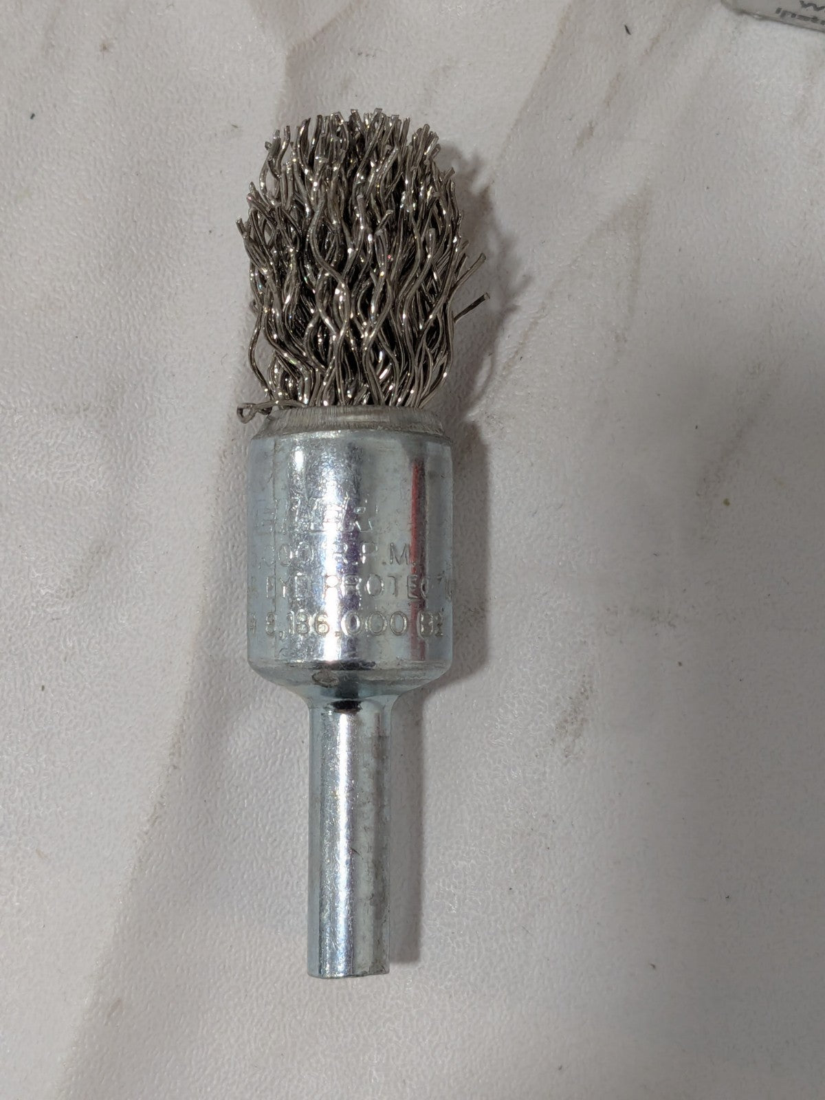 WEILER End Brush: 1/2" Dia, Stainless Steel, Crimped Wire Qty 10 10315