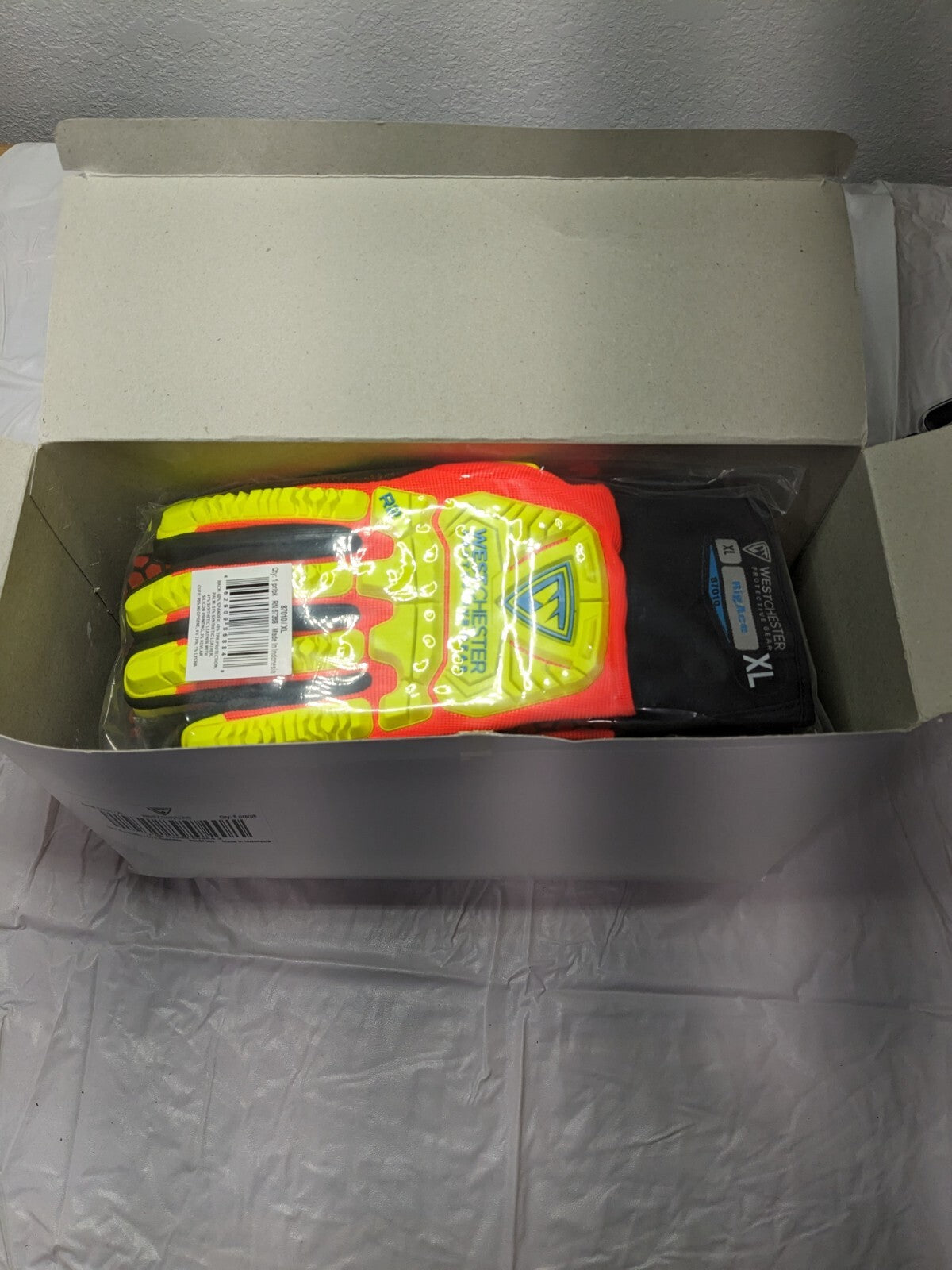 West Chester Impact Res. Work Gloves Hi-Viz Dotted Palms Size XL Qty 6 87010/XL