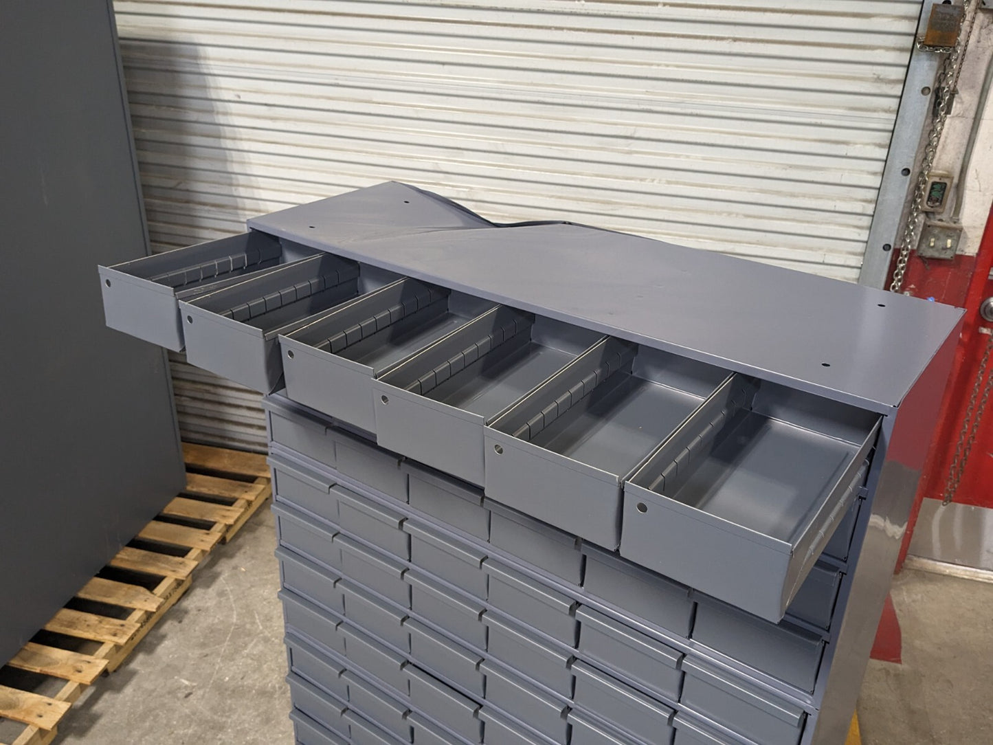 Durham Bin Storage Cabinet 96 Drawer 62 x 34 x 12 Steel Gray SCRATCH N DENT