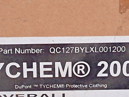 Dupont Chemical & Abrasion Protection Coveralls QTY12 SizeXL QC127BYLXL001200
