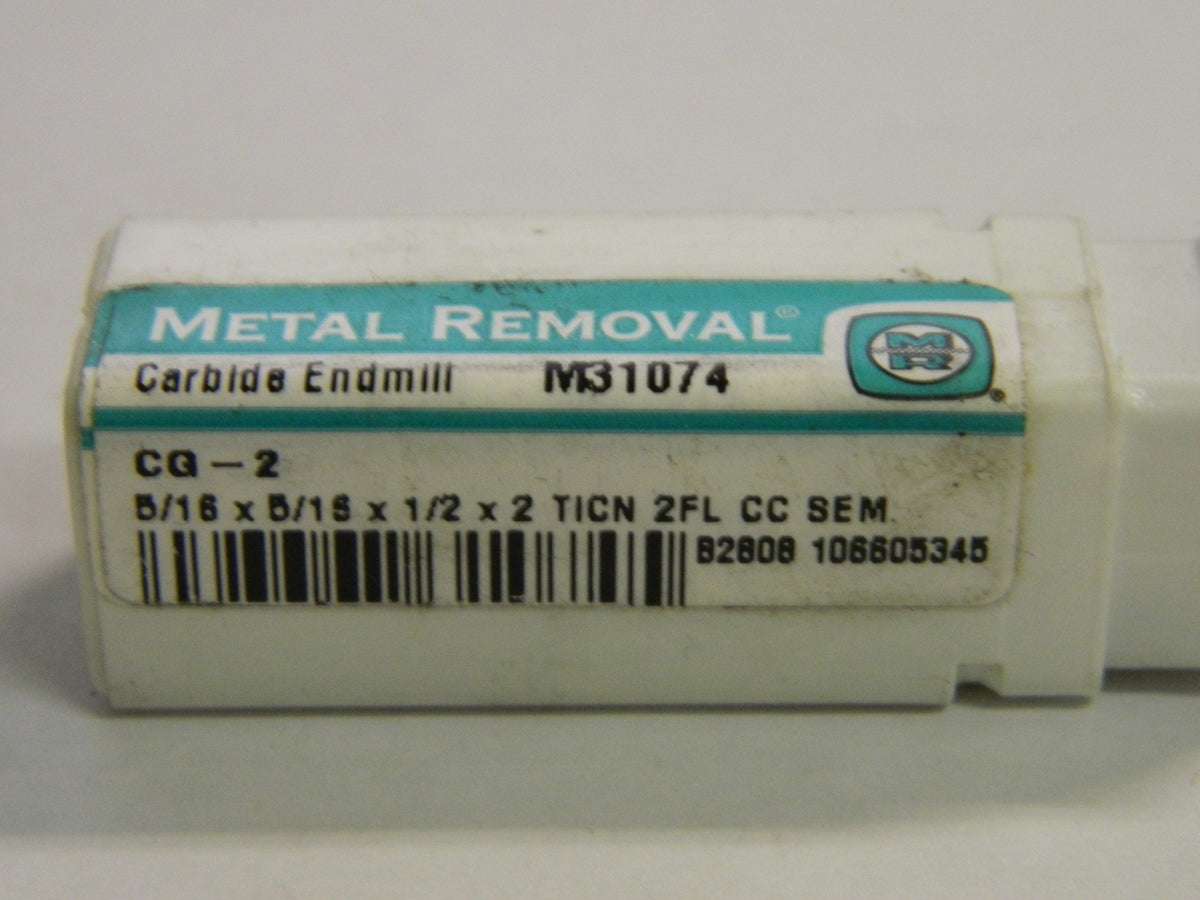 Metal Removal Square End Mill 5/16" x 1/2" x 2" 2FL TiCN Carbide