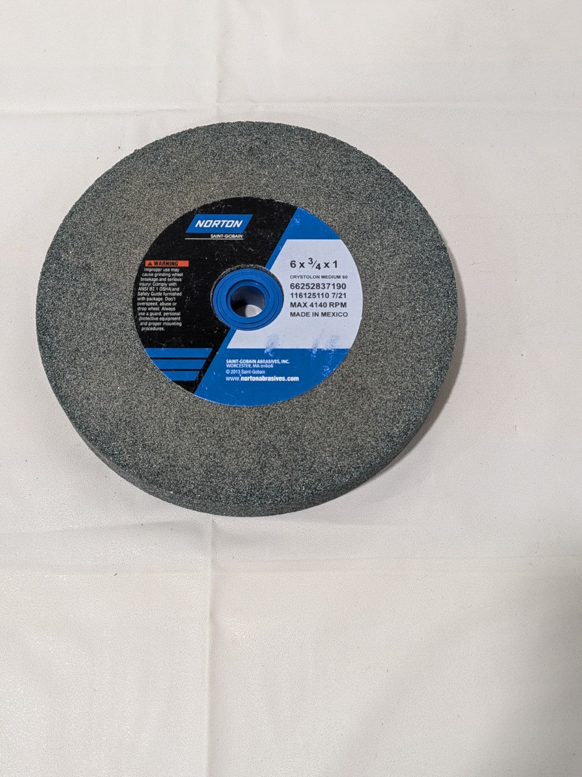 Norton Bench & Pedestal Grinding Wheel: 6" X 3/4" X 1" 66252837190