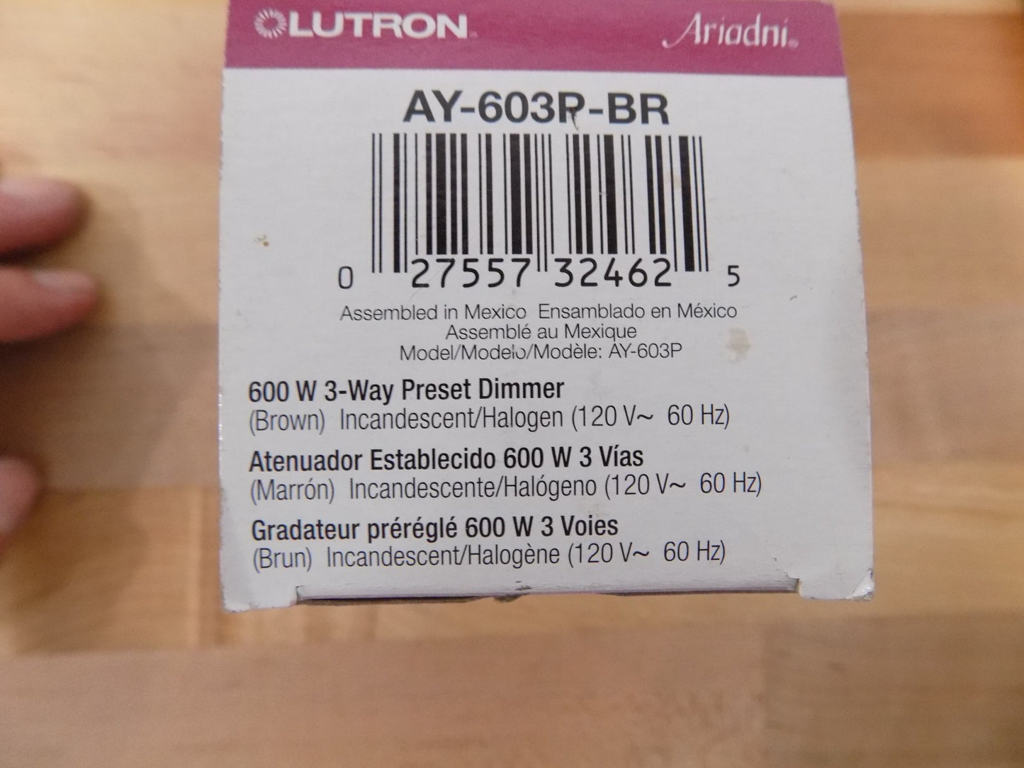 Lutron AY-603PH-BR Ariadni 600 W 3-Way Brown Dimmer