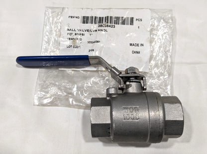 Manual Ball Valve 316 Stainless Steel 1" Pipe FNPT x FNPT  6Q218Q25