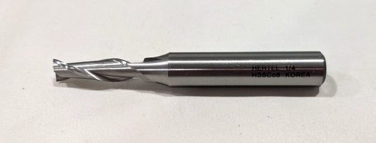 HERTEL Square End Mill Cobalt 2FL 1/4"Dia x 3/4"LOC x 3/8"Shank  91199125