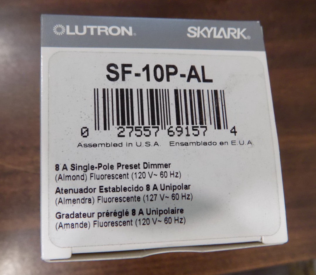 Lutron Skylark Slide Dimmer with Rocker Switch SF-10P-AL Almond