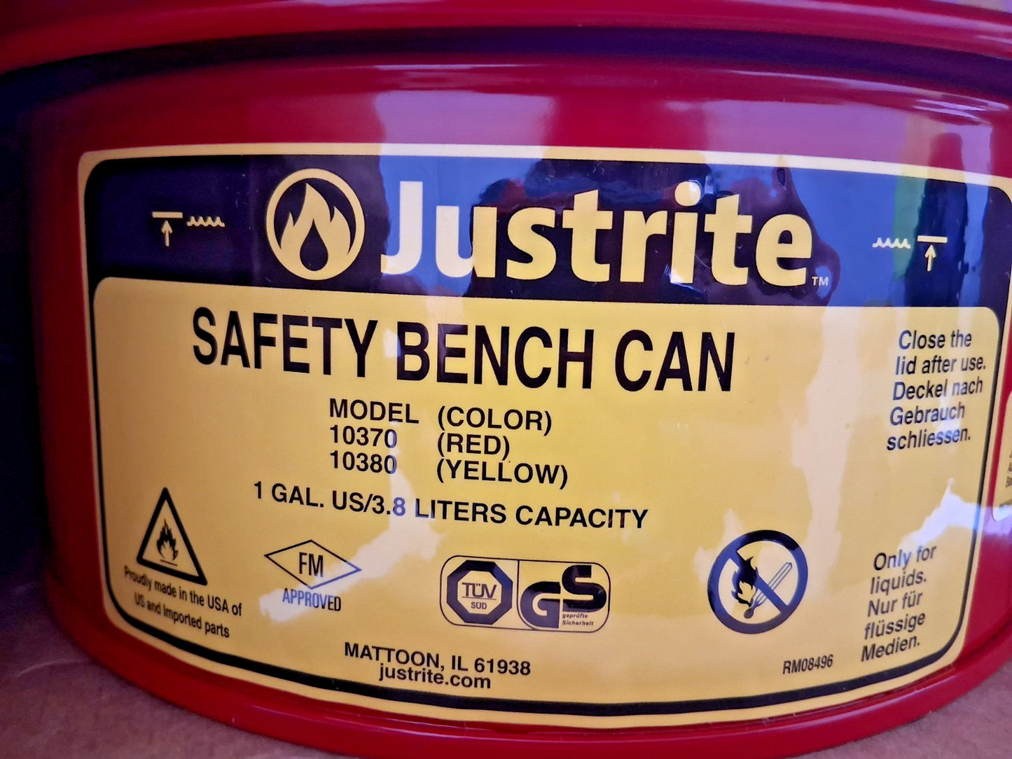 Justrite® Safety Bench Cans &amp; Dip/Wash Tanks 10370