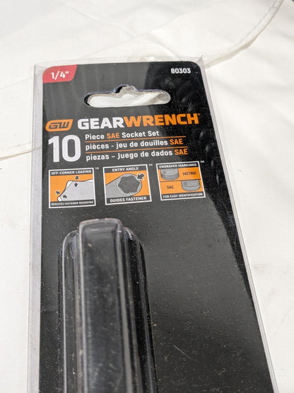 GEARWRENCH Standard Socket Set: 10 Pc, 1/4" Drive, 3/16 to 9/16" Socket 80303
