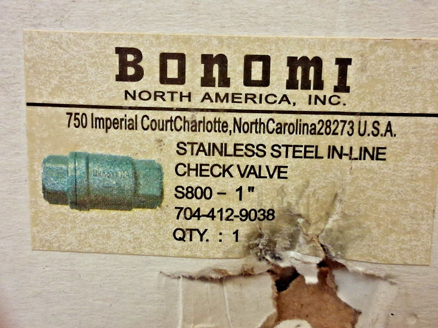 BONOMI Check Valve 1" Pipe S800 1