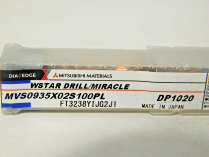 Mitsubishi Carbide Drill 0.368" Diam 145° 2FL MVS0935X02S100PL DP1020 10542
