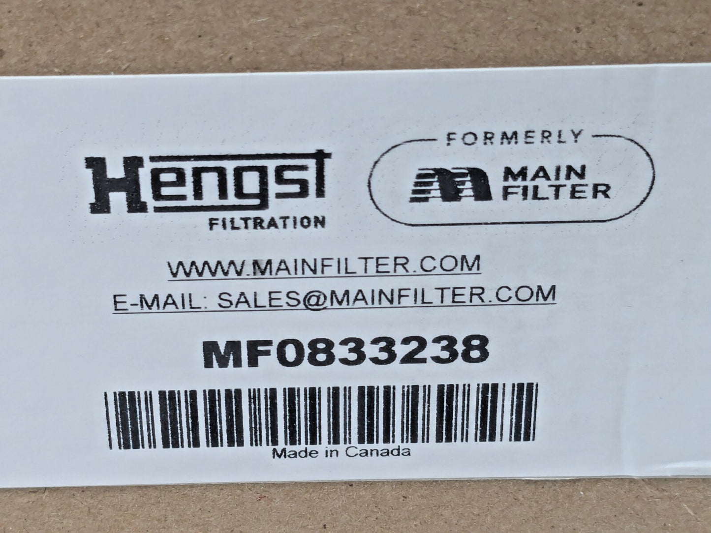 Main Filter Replacement/Interchange Hydraulic Filter Element 10 Micron MF0833238