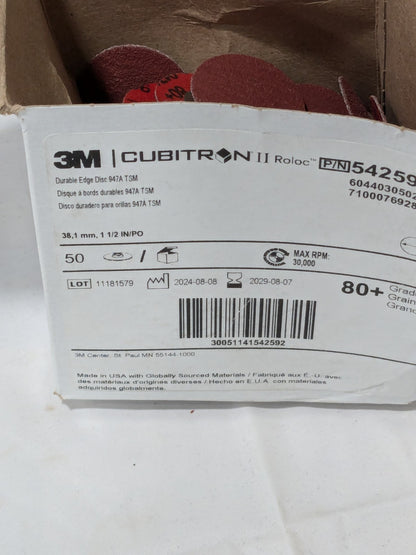 3M Quick-Change Disc: Roloc TSM, 1-1/2" Dia, 80 Grit Qty 50 7100076928