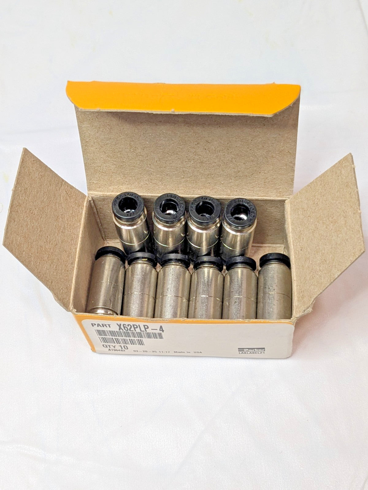 Parker Push-to-Connect Nickel Plated Instant Fittings 1/4" Union Qty 10 62PLP-4