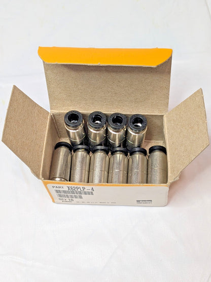 Parker Push-to-Connect Nickel Plated Instant Fittings 1/4" Union Qty 10 62PLP-4