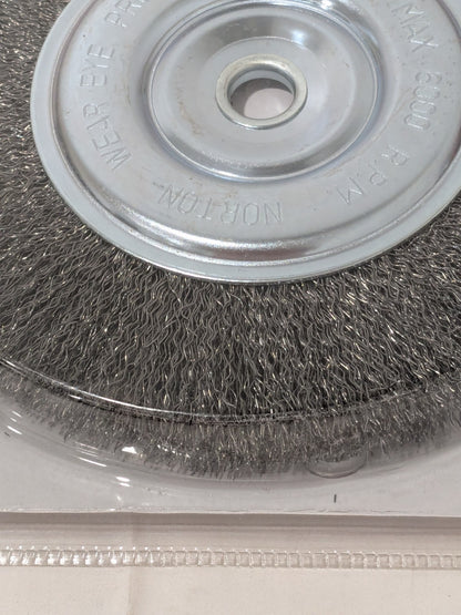 Norton Wheel Brush: 8" Dia, 3/4" Width, 0.0140" Wire Dia, Crimped 66252839089