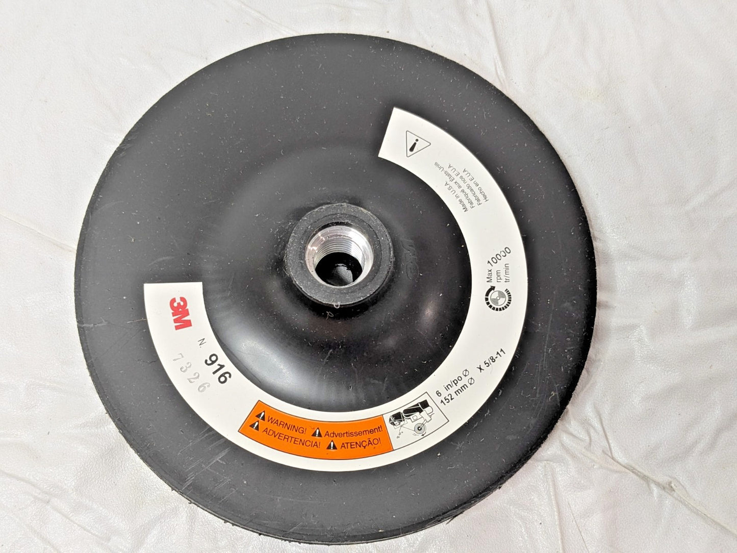 3M Disc Pad Holder 916 152 mm X 6" 5/8 X-11 INT 05682