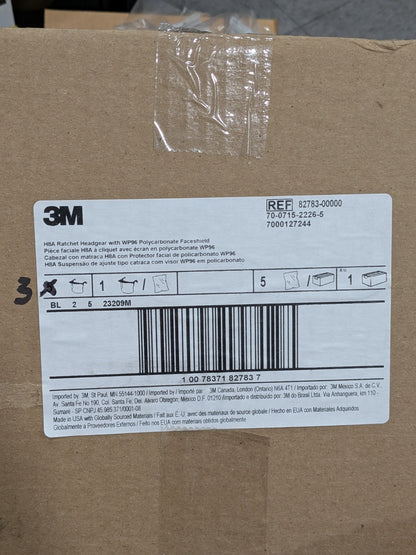3M Face Shield &amp; Headgear: Chemical Splash &amp; Debris Qty 3 7000127244