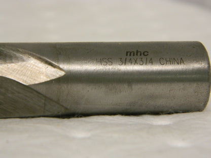 MHC HSS Square End Mill 3/4" 2-1/4" LOC 3/4" Diam, 4-1/2" OA