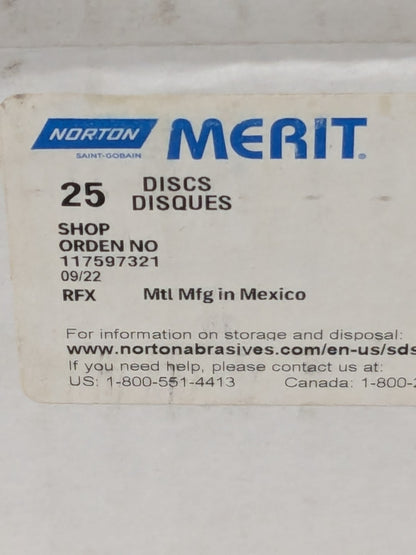 MERIT Hook & Loop Disc 7" Dia NonWoven Aluminum Oxide Qty 25 117597321