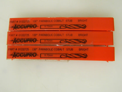 Accupro Cobalt Stub Screw Machine Drills 3 Pack AC-8.7MM 130° 01332725